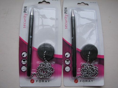Two (2) Foray Security Pens with 19 Replacements; 1 mm Black ink; New in Package