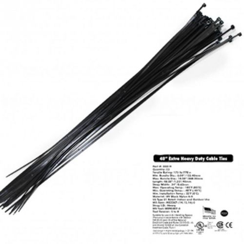 50 pc 48&#034; uv black nylon cable zip tie usa organize wrap wire industrial large for sale