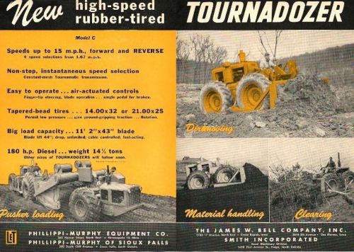 1947 New LeTourneau Model C Tournadozer ad, 4 photos, dbl-pg color