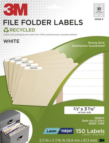 3M Recycled File Folder Labels For Laser/Inkjet Printers, White,  (3700-F)