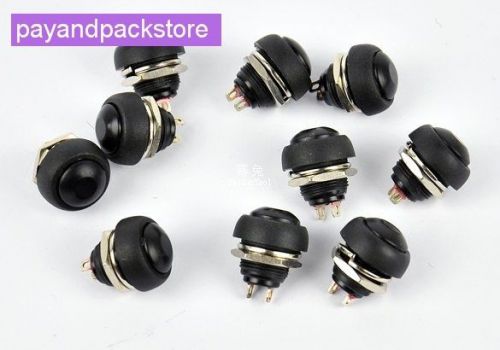New 10Pcs Black Momentary OFF (ON) Push Button Horn Switch P16