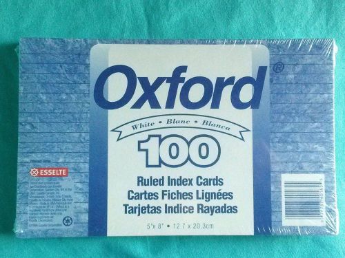 100 white Oxford ruled index cards 5&#034; X 8&#034; NEW sealed original