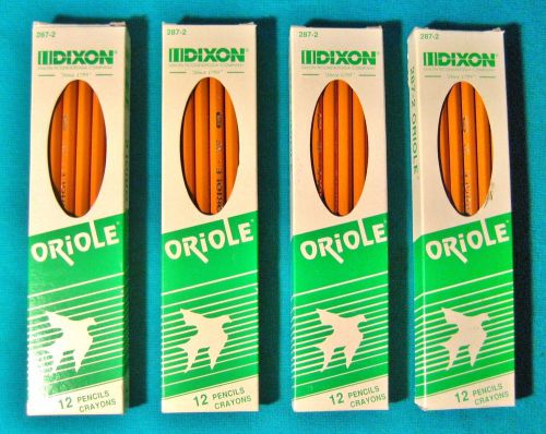 48 Vintage Dixon Oriole 287-2 USA Made No. 2/HB Pencils 4 BOXES of 12 = 48 TOTAL