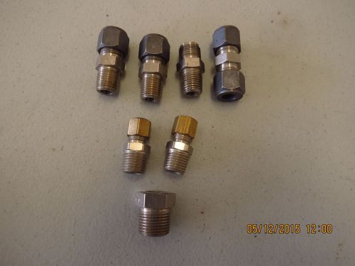 Lot of Assorted Stainless Steel Compression Fittings - Various Sizes and Types