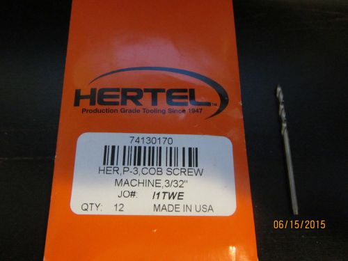 Hertel 3/32&#034; Cob Screw Machine 12ea Drill
