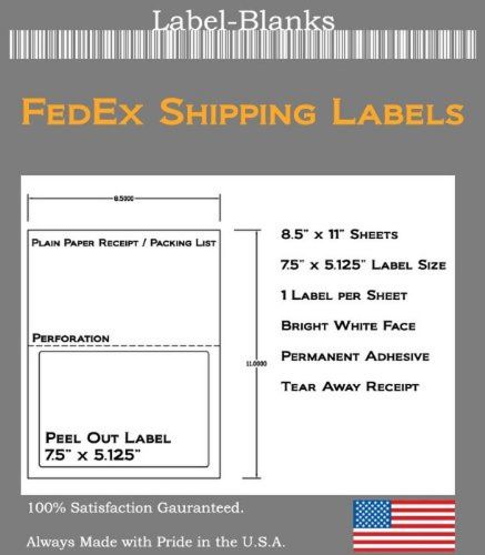 250 Half Sheet Laser /Ink Jet Shipping Labels for FedEx UPS USPS! Built in Te...