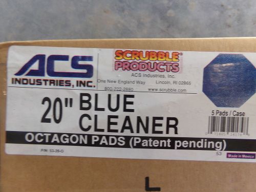 Acs scrubble products 20&#034; blue cleaner octagon pad (case of 5) 53-20-o - new for sale
