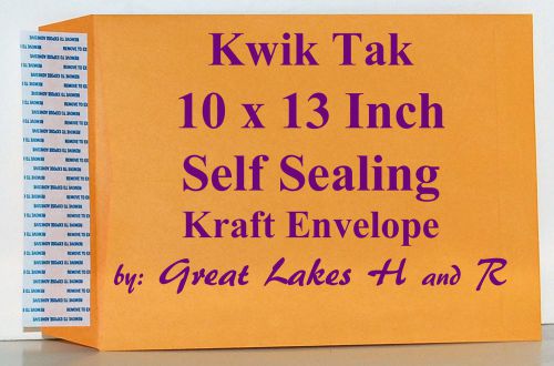 60 Kwik Tak® Catalog Style Golden Kraft Peel n stick 10 x 13 Inch Envelopes