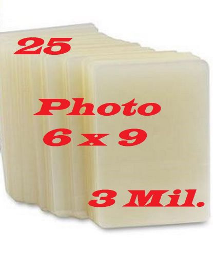 6 x 9 25 pk 3 mil  laminating laminator pouches sheets  photo for sale
