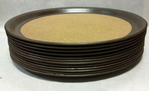 Vollrath round brown cork-lined laminated 11&#034; serving tray - lot of 12 for sale