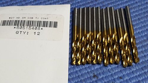 Cobalt Drill Bit # 27   0.144 Inch,  135 Degree   Screw Machine Length  TIN