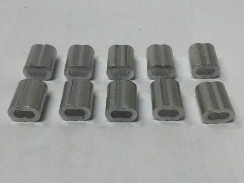 10 Piece Lot 1/8&#034; Aluminum Sleeves Crimp Fittings Wire Rope Cable Clip Loop