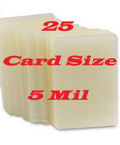 Card Size 5 Mil 25 pk  Laminating Laminator Pouches Sheets 2-1/8 x 3-3/8...