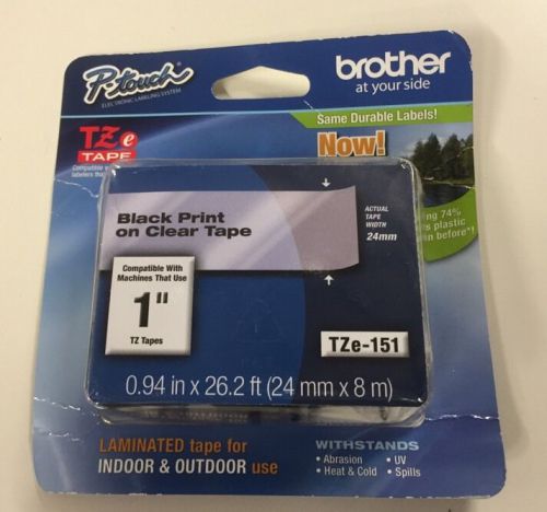 Brother P-Touch TZe-151 BLACK PRINT ON CLEAR TAPE 1&#034;  - OPENED