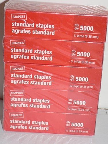 Staples standard staples 5 boxes - 25000 staples for sale