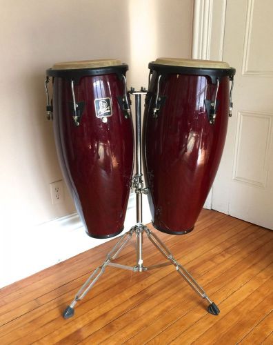 WOOD CONGAS PAIR LP ASPIRE DRUMS with STAND