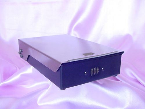 Heavy duty metal jewel &amp; cash coins security lock box safe stainless steel nr for sale