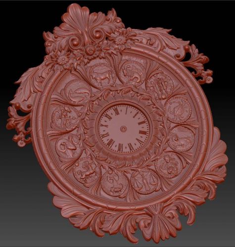 3d stl model for CNC Router mill- wall clock with signs of the zodiac