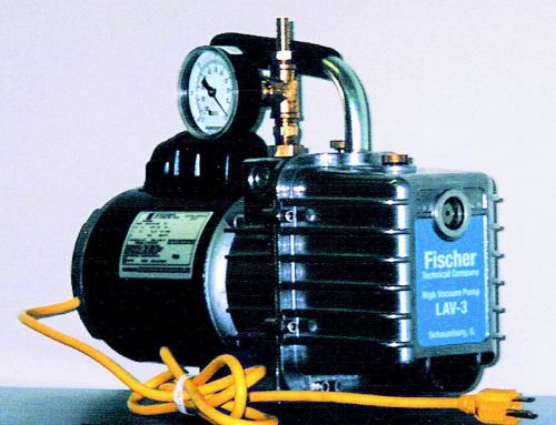 Lav-3/g high vacuum pump 3cfm-220v w/gauge, by fischer technical for sale