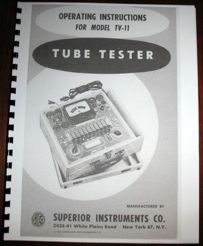 Manual Set for Superior Instruments SICO TV-11 Tube Tester + Supplement + How To