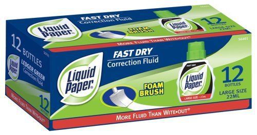 Liquid Paper Fast Dry Correction Fluid White  12-Pack 5640115