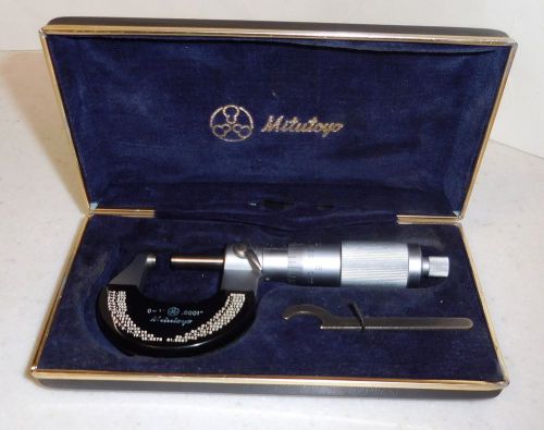 Toolmaker / Machinist Mitutoyo 1&#034; x .0001&#034;  Micrometer/ Leather Case Great Cond.
