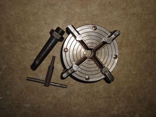 Craftsman&#034;made in usa&#034; 4 jaw 4&#034; chuck,  key and mt2 southbend logan clausing for sale