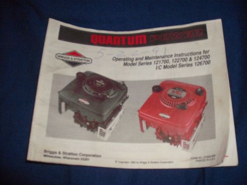 Briggs &amp; Stratton Quantum Power Operating &amp; Maintenance Instructions 121700 +