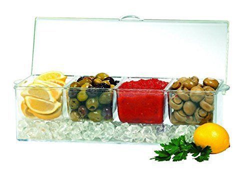 Jumbl Serve-Chilled Condiment Tray | 4-Section Removable Cups