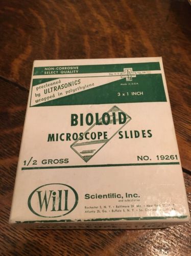Box Of 66 Bioloid 19261 Microscope Slides Micro Slides 1&#034; x 3&#034; USA Made Vintage