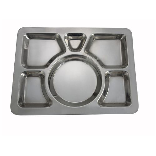 Winco smt-1, 15.8x11.7x0.8-inch stainless steel mess tray wit 6 compartments, st for sale