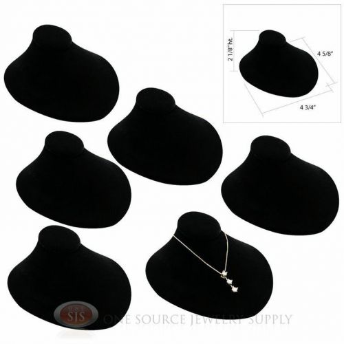 (6) Black Velvet Lay-Down Necklace Neckform Jewelry Bust 4 3/4&#034;W x 4 5/8&#034;D