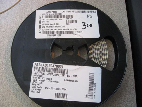 Reel of PCB Components MFG No: T495C476K016ATE350 Qty on Reel: 300