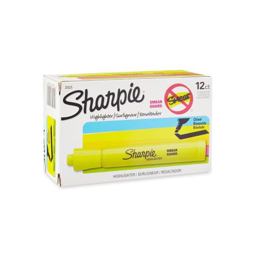 Sharpie Accent Tank Highlighters - Chisel - Fluorescent Yellow - 12 Pack - 25025