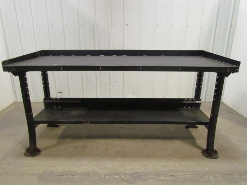 Vintage industrial steel 4-leg workbench table 72&#034;x28&#034;x34&#034; height black for sale
