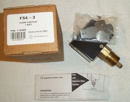 MCcDONNELL &amp; MILLER FLOW SWITCH FS4-3, 1&#034; NPT  CONNECTION NEW IN BOX