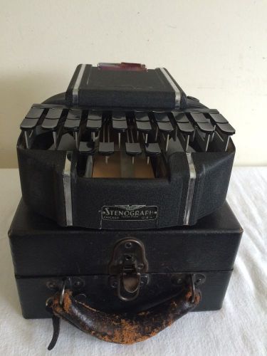 VINTAGE STENOGRAPH Dictation Reporter Court room Machine, with wood case, 1940&#039;