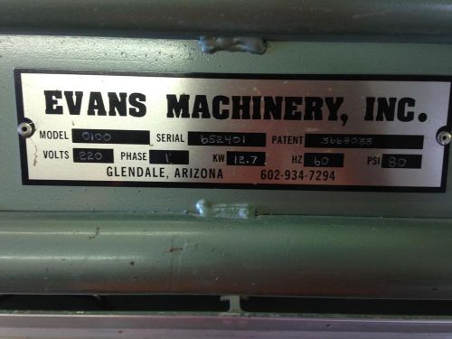 Evans Machinery Manual Postformer Model 0100