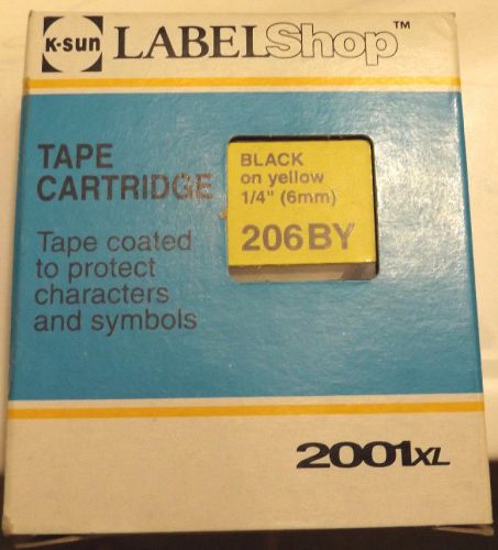 K-sun 206by black on yellow 1/4&#034; 6mm label maker tape 2001xl &amp; 2020lstb for sale