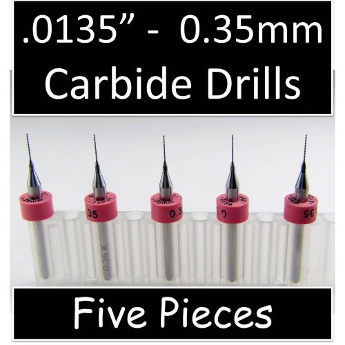 .0135&#034; 0.350mm #80 - Five Carbide Drill Bits - Models Hobby PCB CNC Dremel R/S