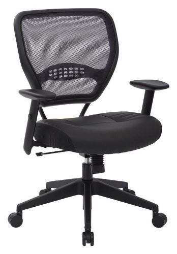 PACE Seating Professional AirGrid Dark Back &amp; Padded Black Eco Leather Seat, New