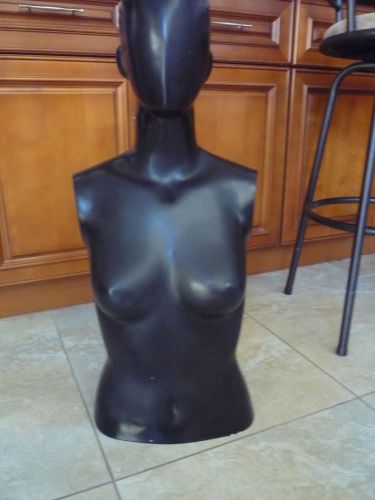 Mannequin Black Hard Plastic Half Body Female Upper Torso with Head