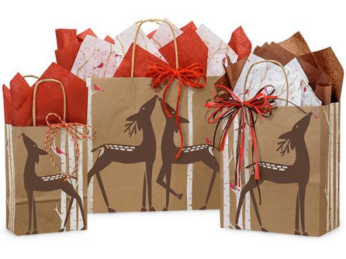 125 Woodland Deer Christmas Shopping Gift Bags Assortment Wholesale Holidays