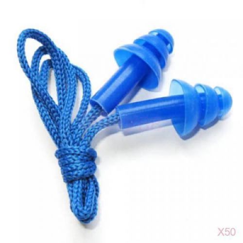 Bulk lot 50pcs safety soft jelli ear plug silicone hearing protection muff blue for sale