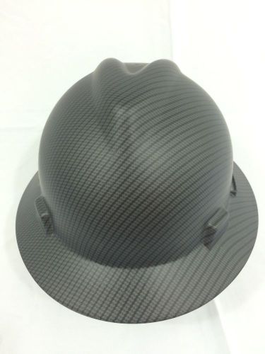 New custom msa vgard hardhat w/fastrac graphite &amp; black carbon fiber flat (gcff1 for sale
