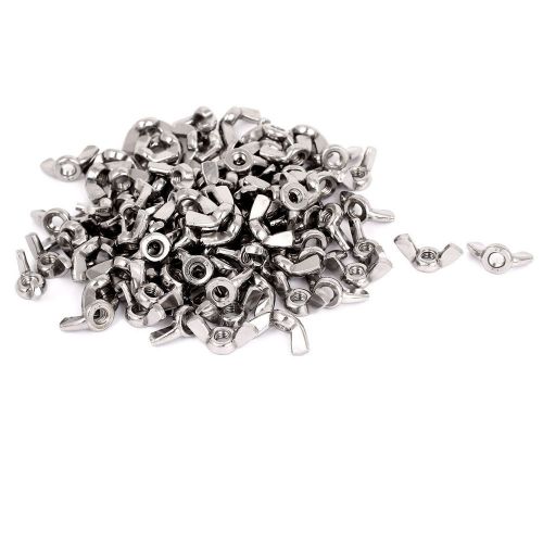 M6 female thread stainless steel wingnut butterfly wing nuts silver tone 100pcs for sale
