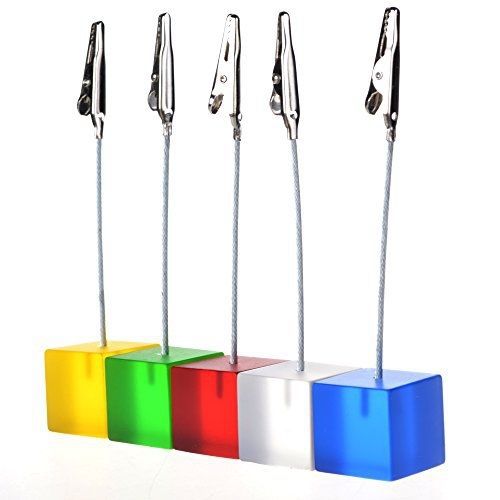 Cosmos® 5 Pcs Cube Base Memo Clips Holder with Alligator Clip Clasp for