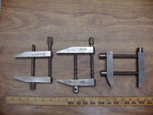 Old Used Tools,3 Heavy Duty Machinist Clamps, Starrett,Brown &amp; Sharpe,&amp; Unsigned