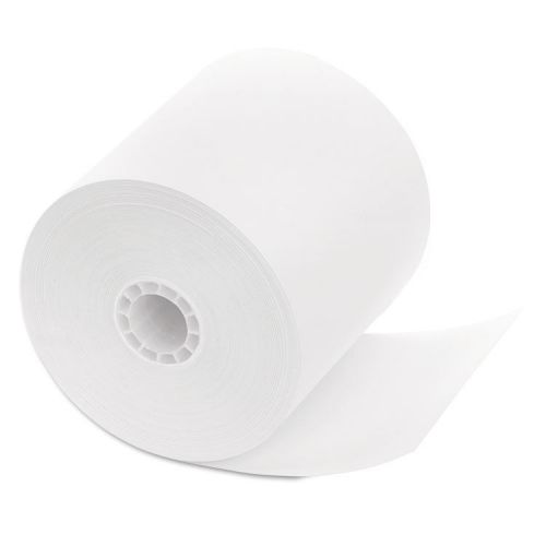 Pm company single ply cash register/pos rolls, 3 1/4&#034; x 240 ft., white, 5/pack for sale