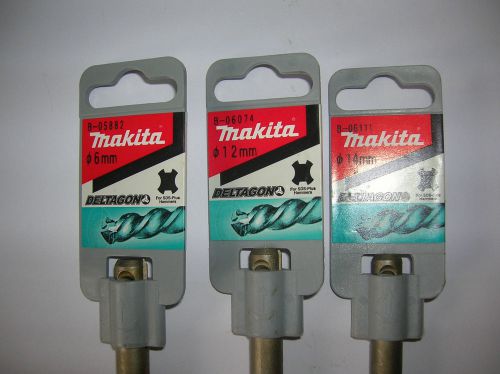 Genuine Makita Drill for concrete 3pcs 6mm 12mm 16mm DELTAGON drill bits